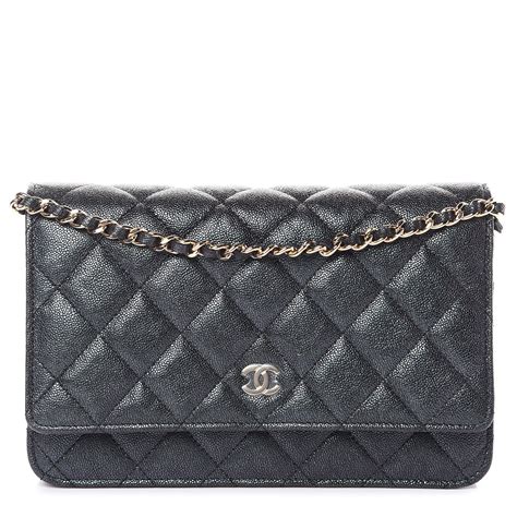 chanel caviar quilted wallet on chain woc black